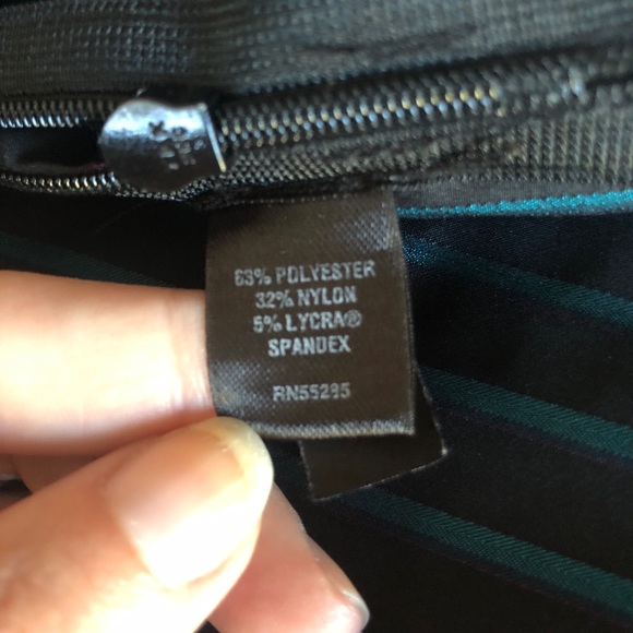 Express Elite Stretch Shirt- Black with Teal and purple stripes. Sz Small - Picture 4 of 4